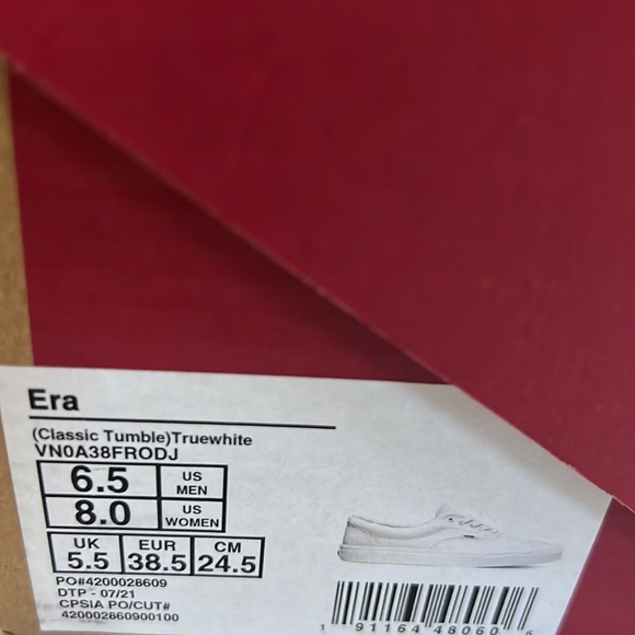 Vans Faux Leather Synthetic Man Made Era White Sneakers Women’s 8 - Picture 8 of 8